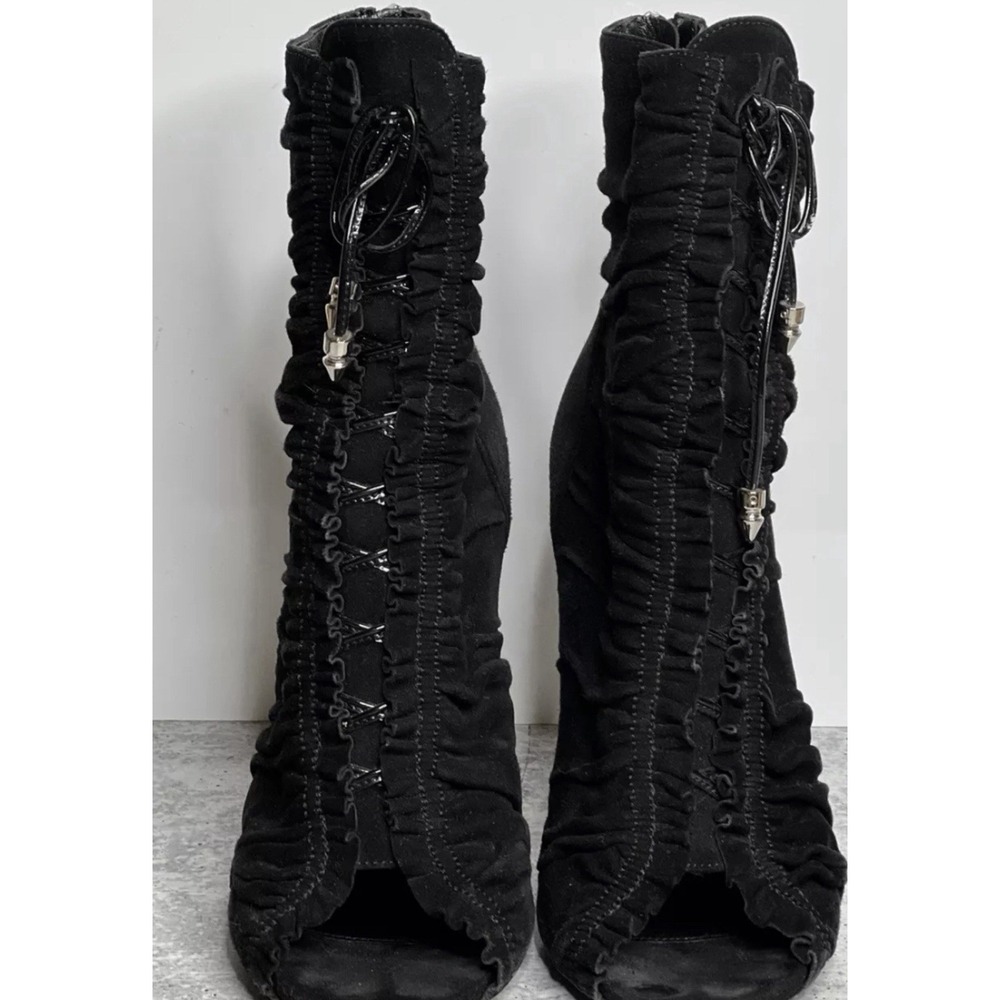 Balmain Black Suede Leather Heels Boots‎ Luxury Whimsigoth